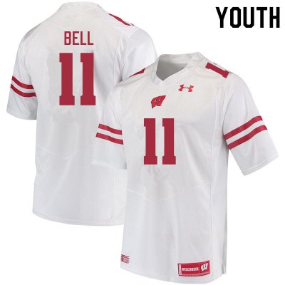 Youth Wisconsin Badgers NCAA #11 Skyler Bell White Authentic Under Armour Stitched College Football Jersey UU31B27IE